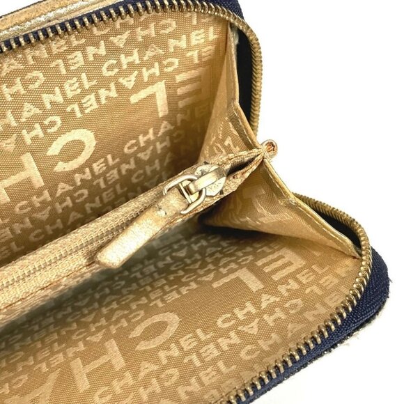 CHANEL A31900 Sparkling denim Zip Around Long Wallet Denim blue - Picture 15 of 16